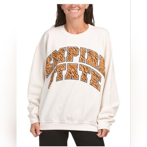 PROJECT SOCIAL T Empire State Oversized Sweatshirt, White/ Cream, LARGE, NWT